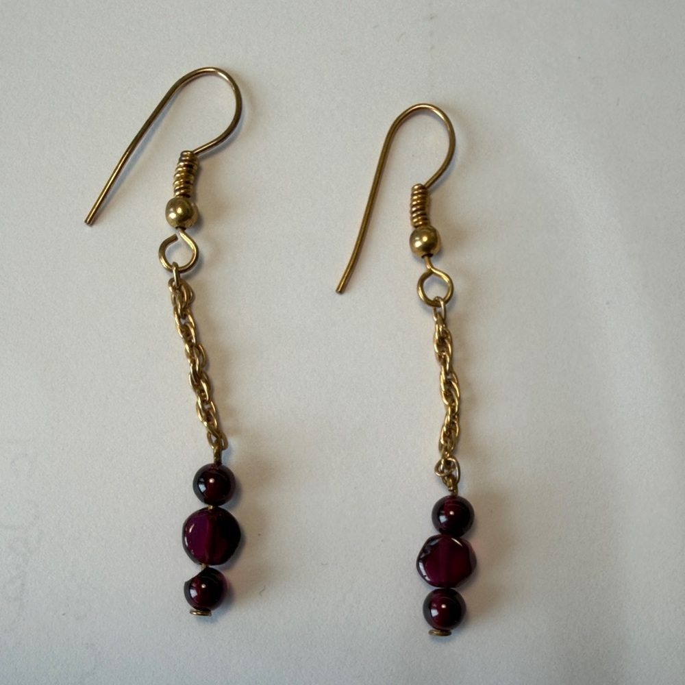 Handmade Garnet Beads Earings